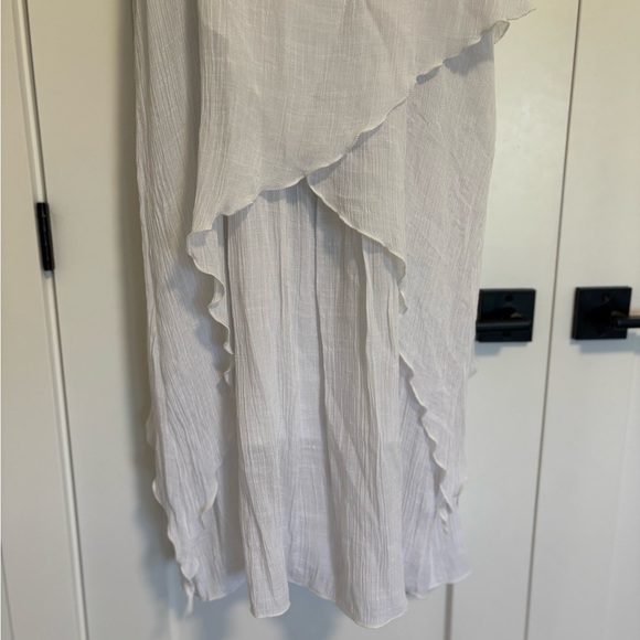 Casa Donna Linen Blend Layered Ruffled White Sleeveless Midi Dress Size Large - Picture 2 of 11